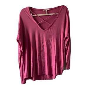Pink Super Soft Womens Size Medium Stretch Criss Cross Front Blouse Top